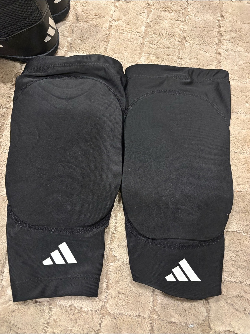adidas Black Kids Padded Knee Pads with White Logo